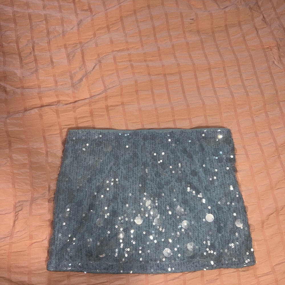 SHEIN Sparkling Silver Mini Skirt